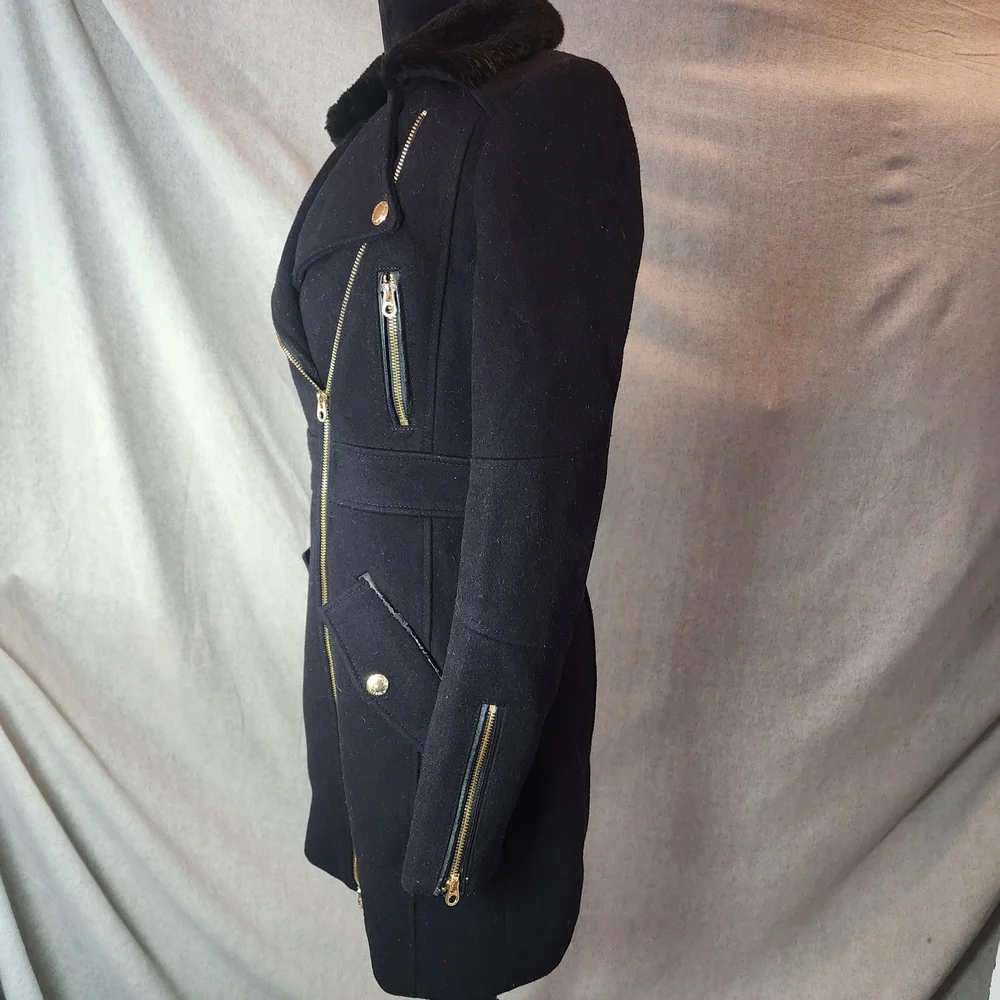 Vintage Juicy Couture Wool Melton Pea Coat Women's XS Goth EMO Classic Bougie